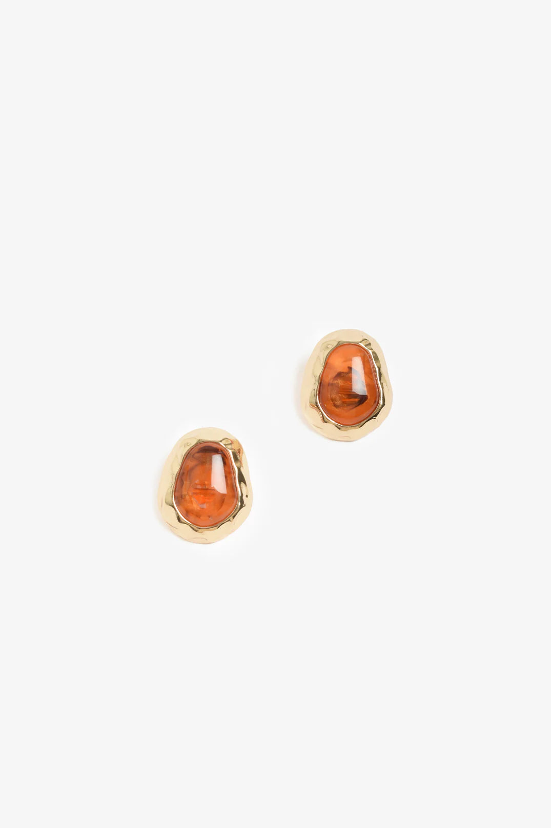 Adorne Metal Edged Resin Stud Earrings - Terracotta/Gold