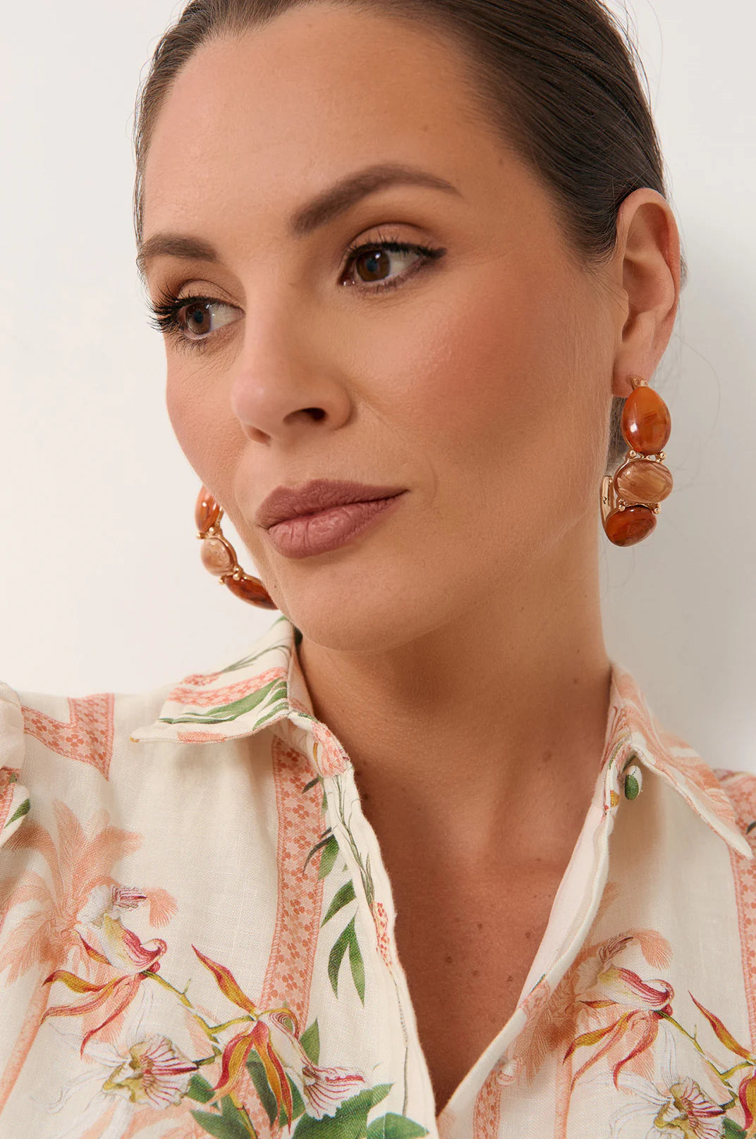 Adorne Resin Trio Event Hoops - Terracotta/Gold