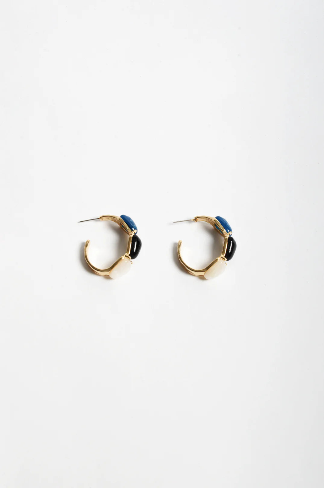 Adorne Resin Shapes Three Tone Hoops - Blue/Gold