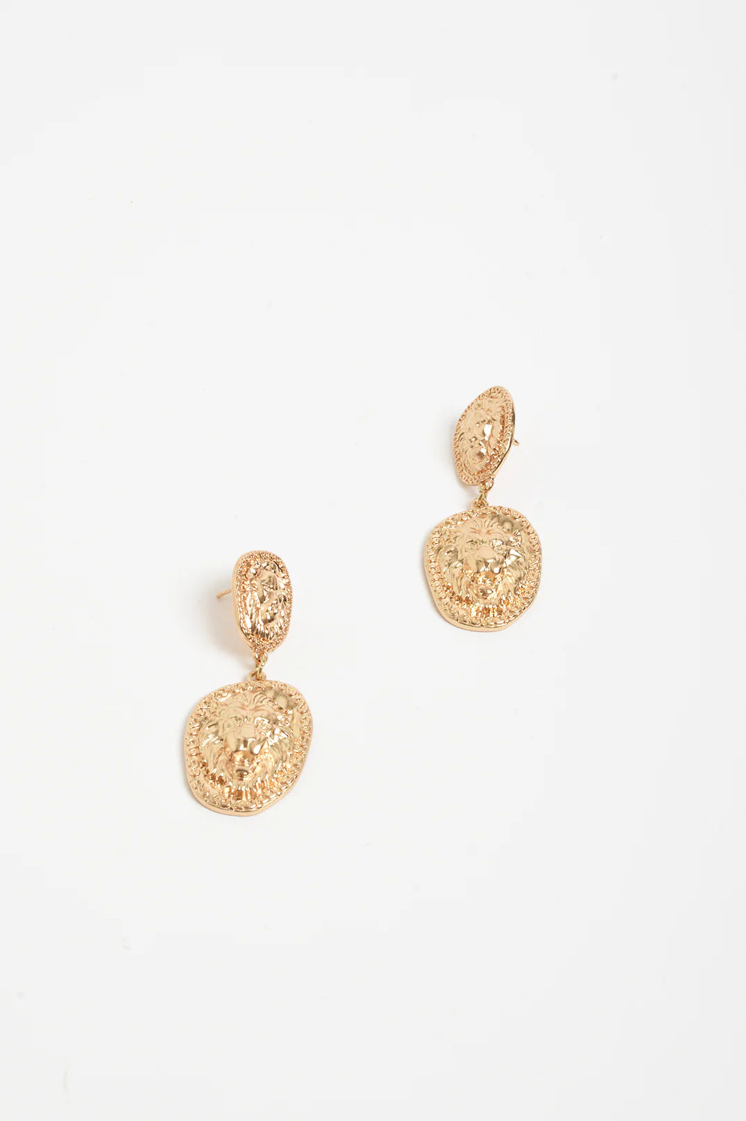 Adorne Regal Emblem Patterned Earrings - Gold