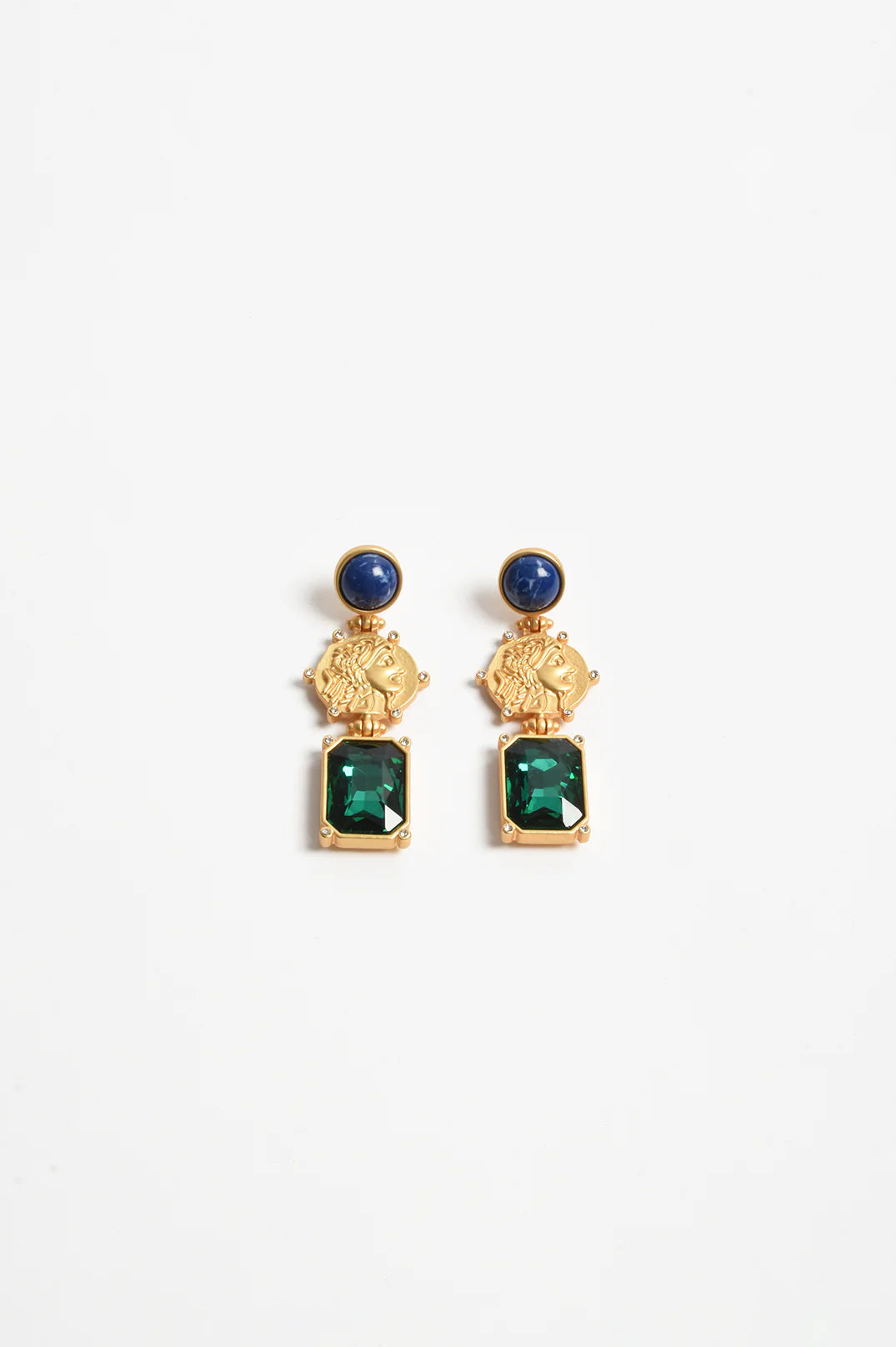 Adorne Royale Coin Centre Event Earrings - Blue/Green