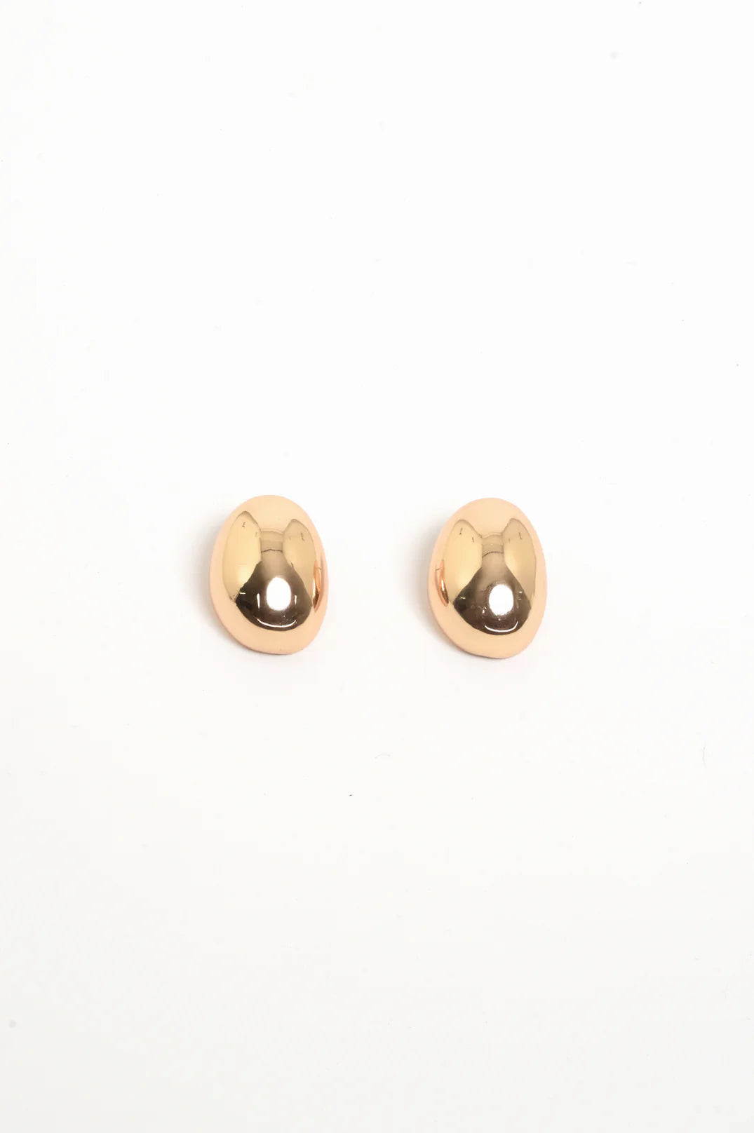 Adorne Smooth Oval Metal Earring - Gold