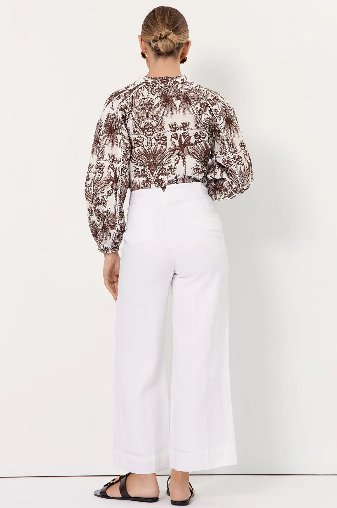 Adorne Nisha Cropped Lined Linen Pant - White
