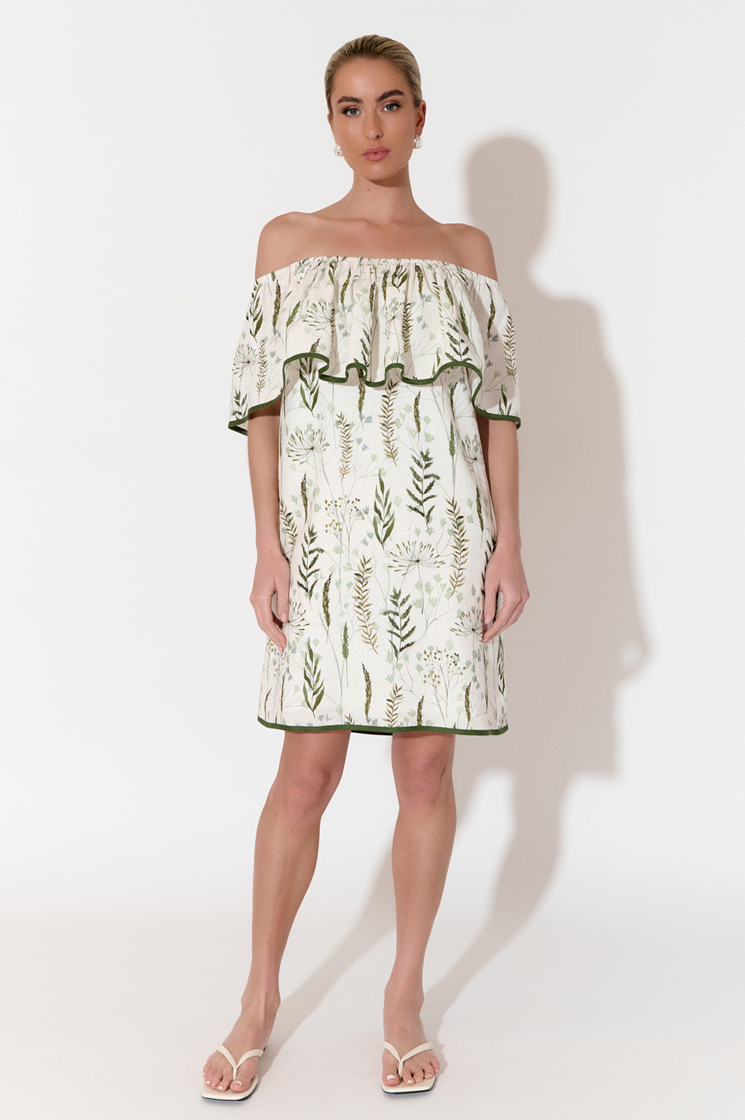 Adorne Bronte Printed Linen Short Dress