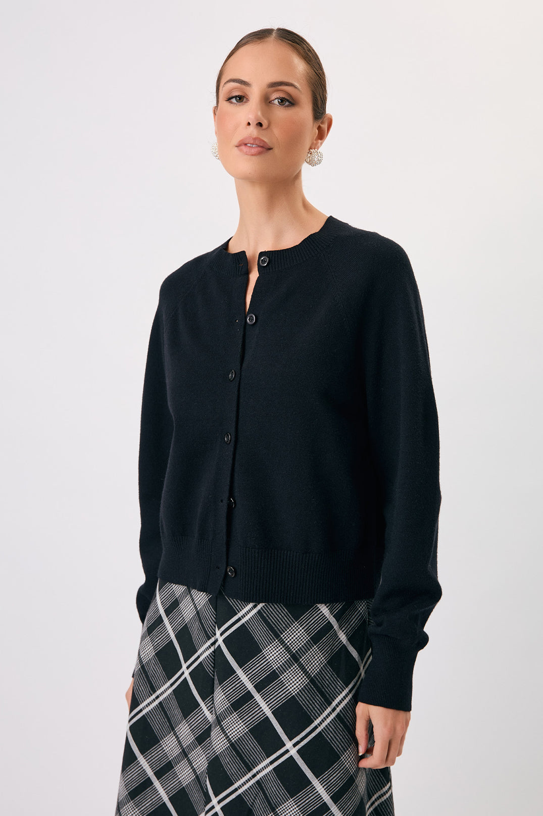 Adorne Freddy Cotton Knit Cardigan - Black