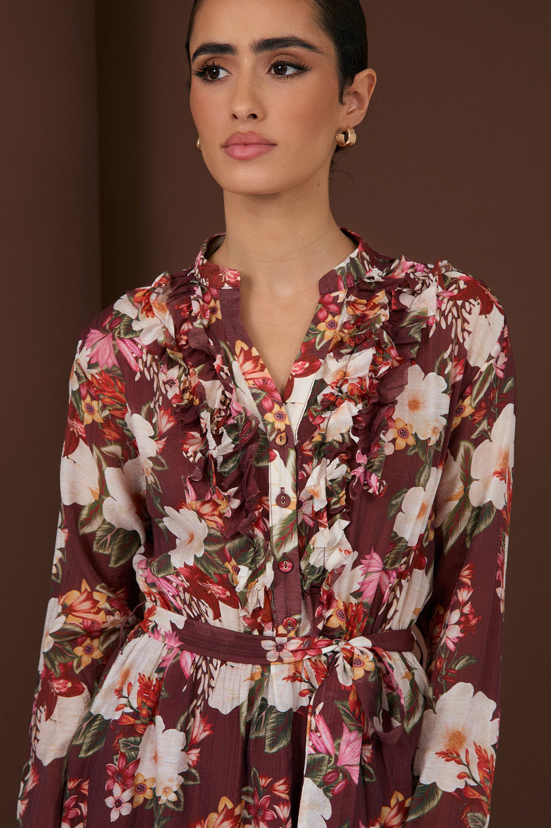 Adorne Becca Montilla Print Frill Dress
