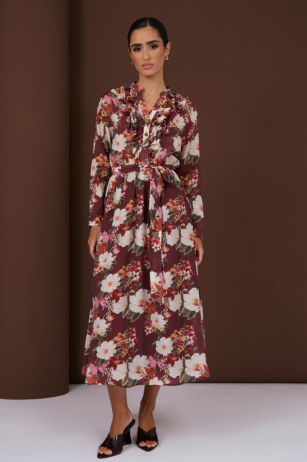 Adorne Becca Montilla Print Frill Dress
