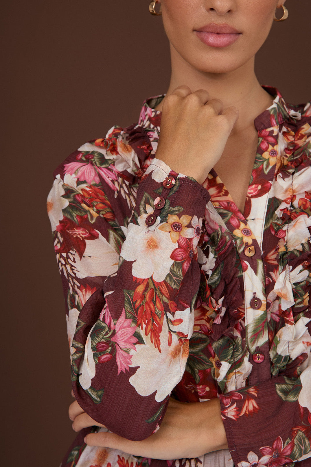 Adorne Becca Montilla Print Frill Dress