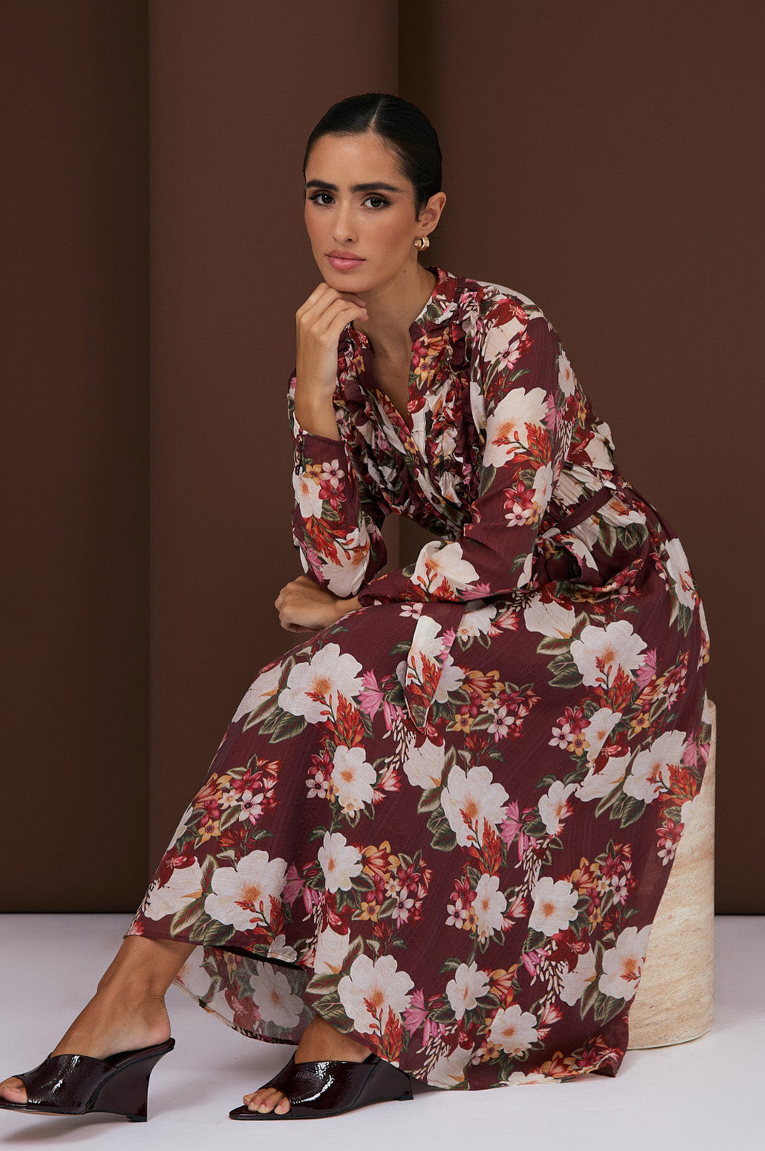 Adorne Becca Montilla Print Frill Dress