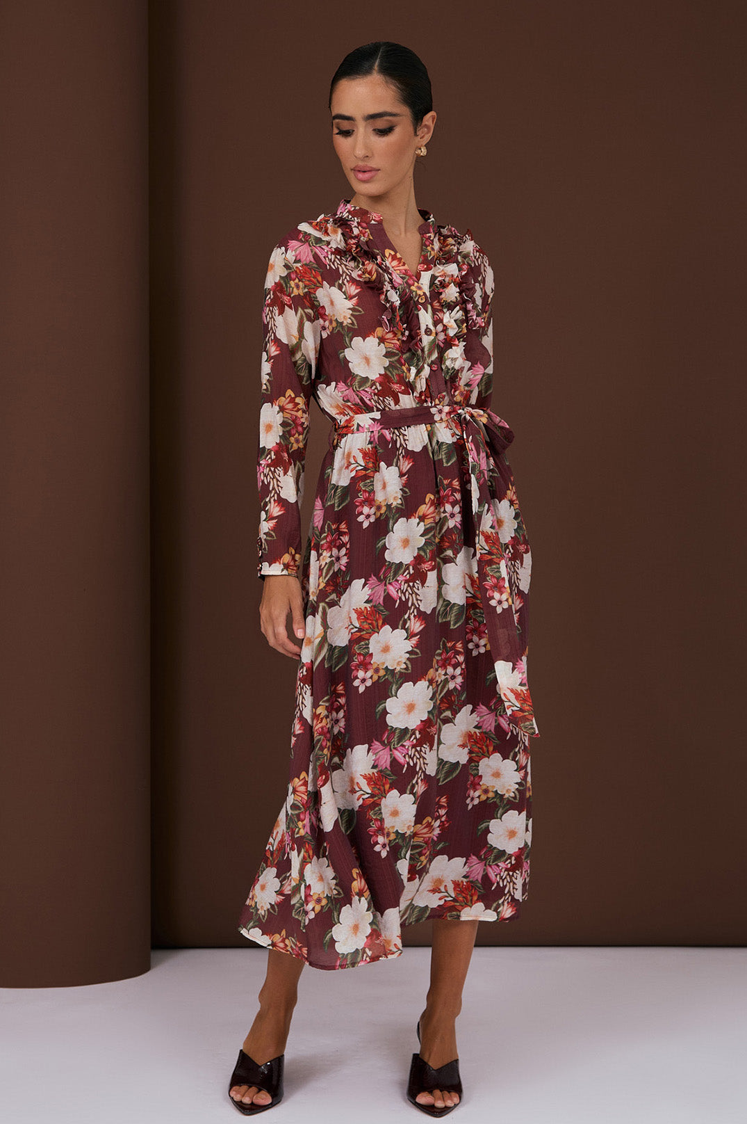 Adorne Becca Montilla Print Frill Dress