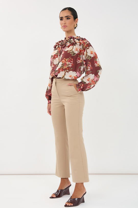 Adorne Carrie Montilla Print Frill Shirt