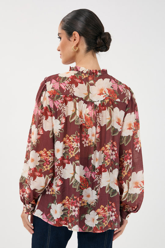 Adorne Carrie Montilla Print Frill Shirt
