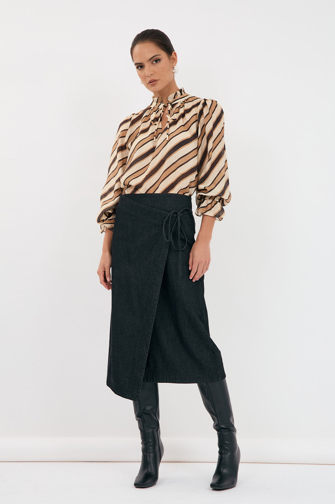 Adorne Sandra Stripe Long Sleeve Top