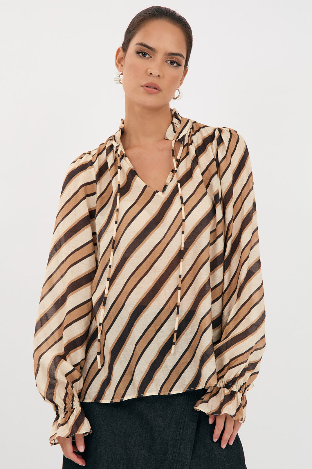 Adorne Sandra Stripe Long Sleeve Top