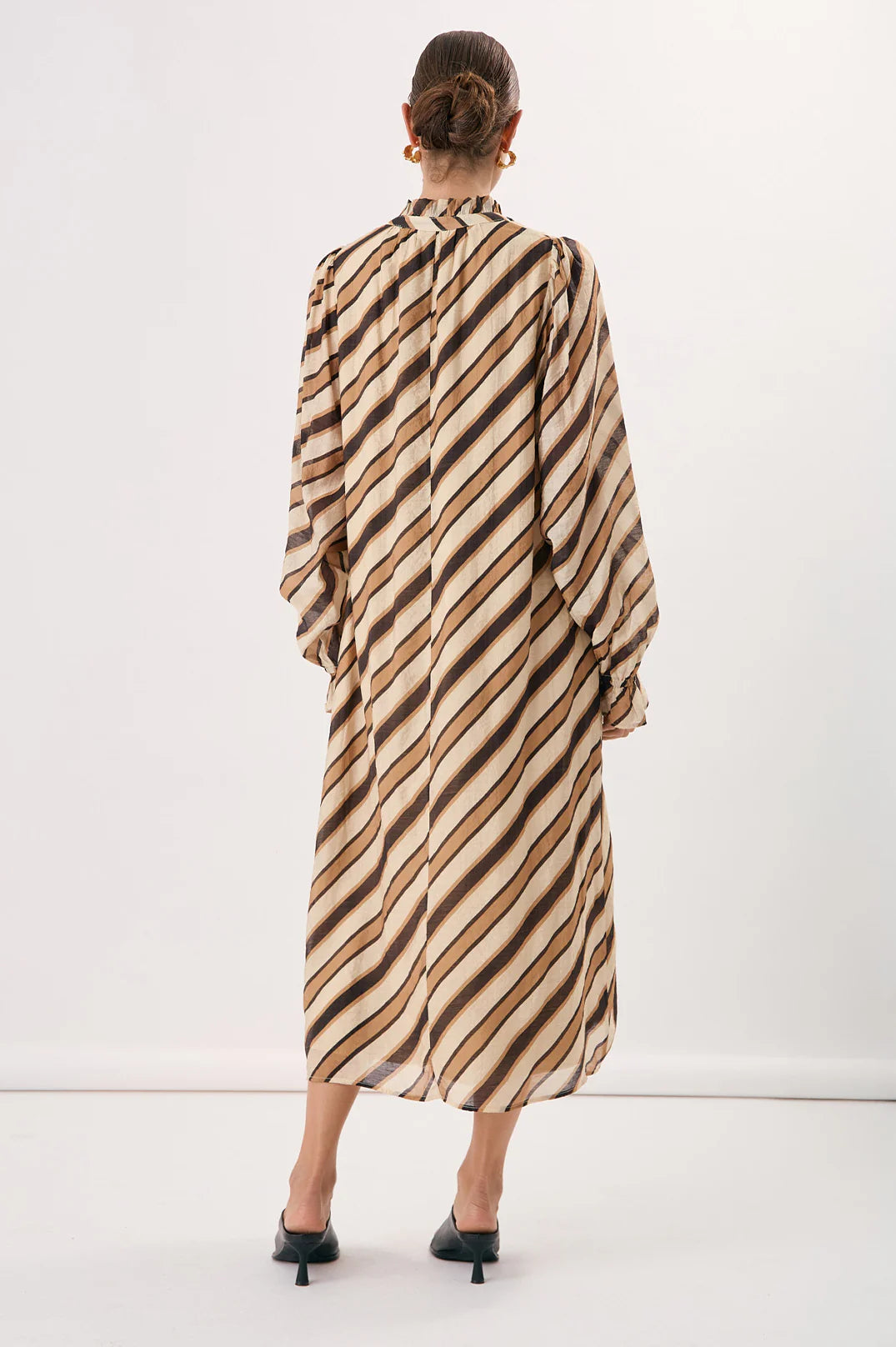 Adorne Sandra Stripe Long Sleeve Midi Dress