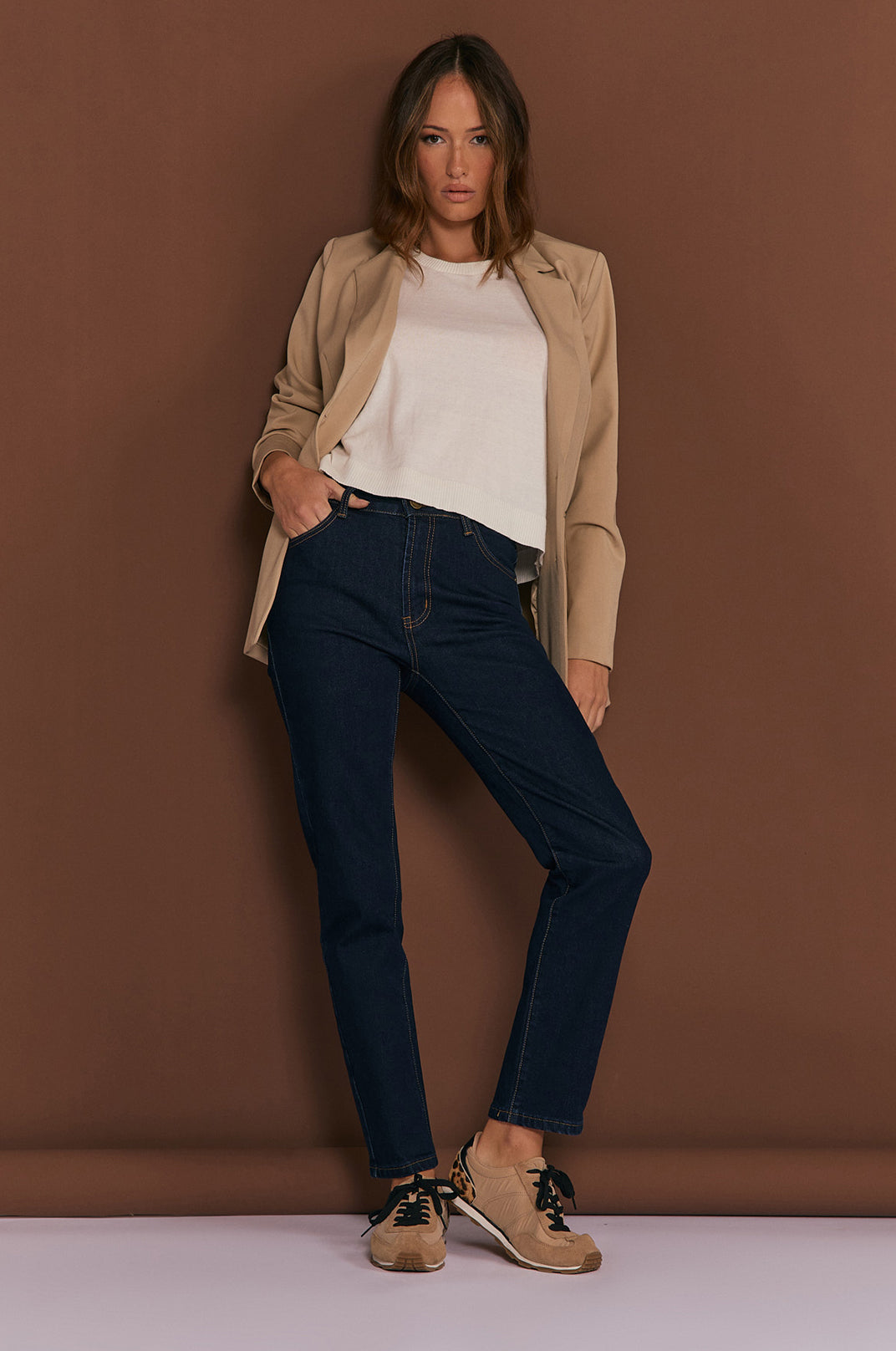 Adorne Tilly Cotton Cashmere Knit Top - Cream