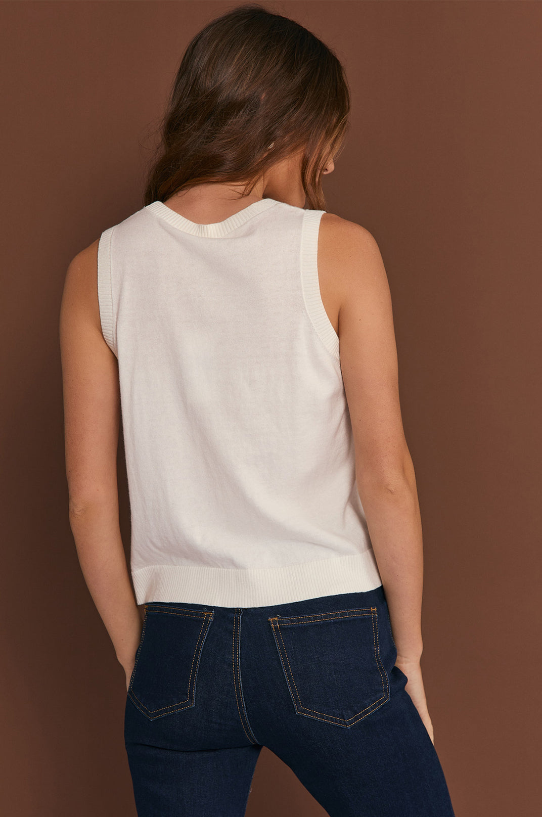 Adorne Tilly Cotton Cashmere Knit Top - Cream