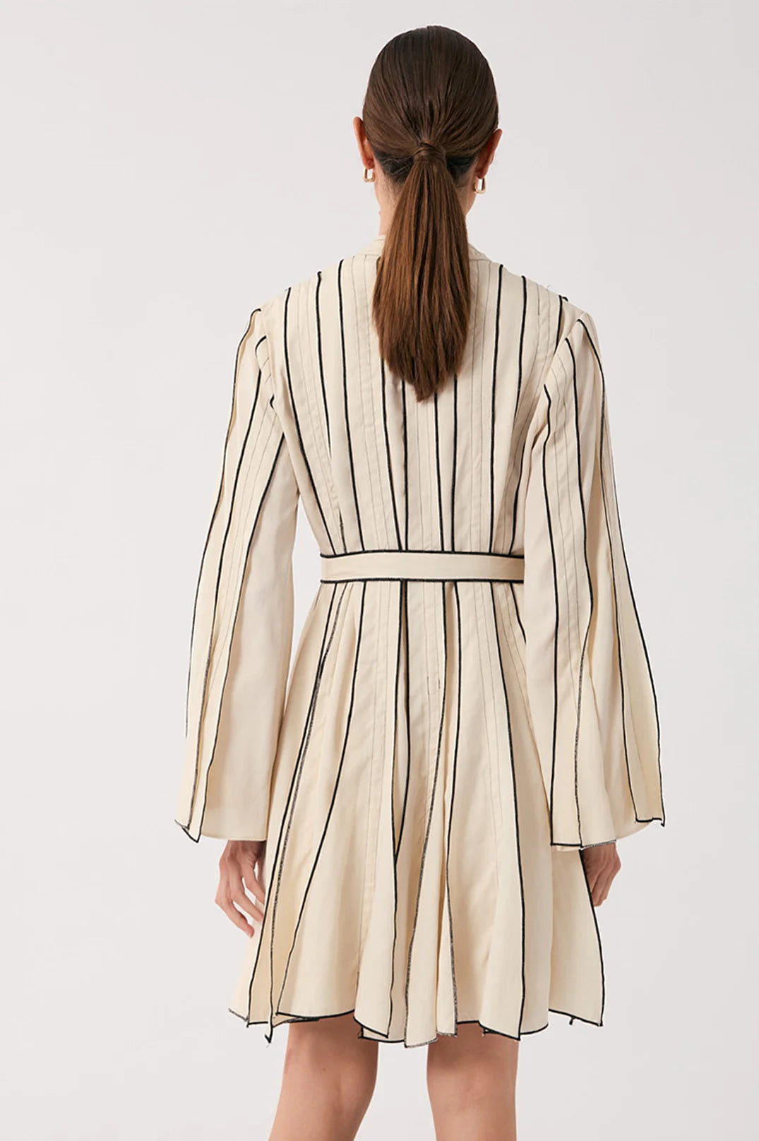 Adorne Georgina A line Contrast Panel Dress - Stone
