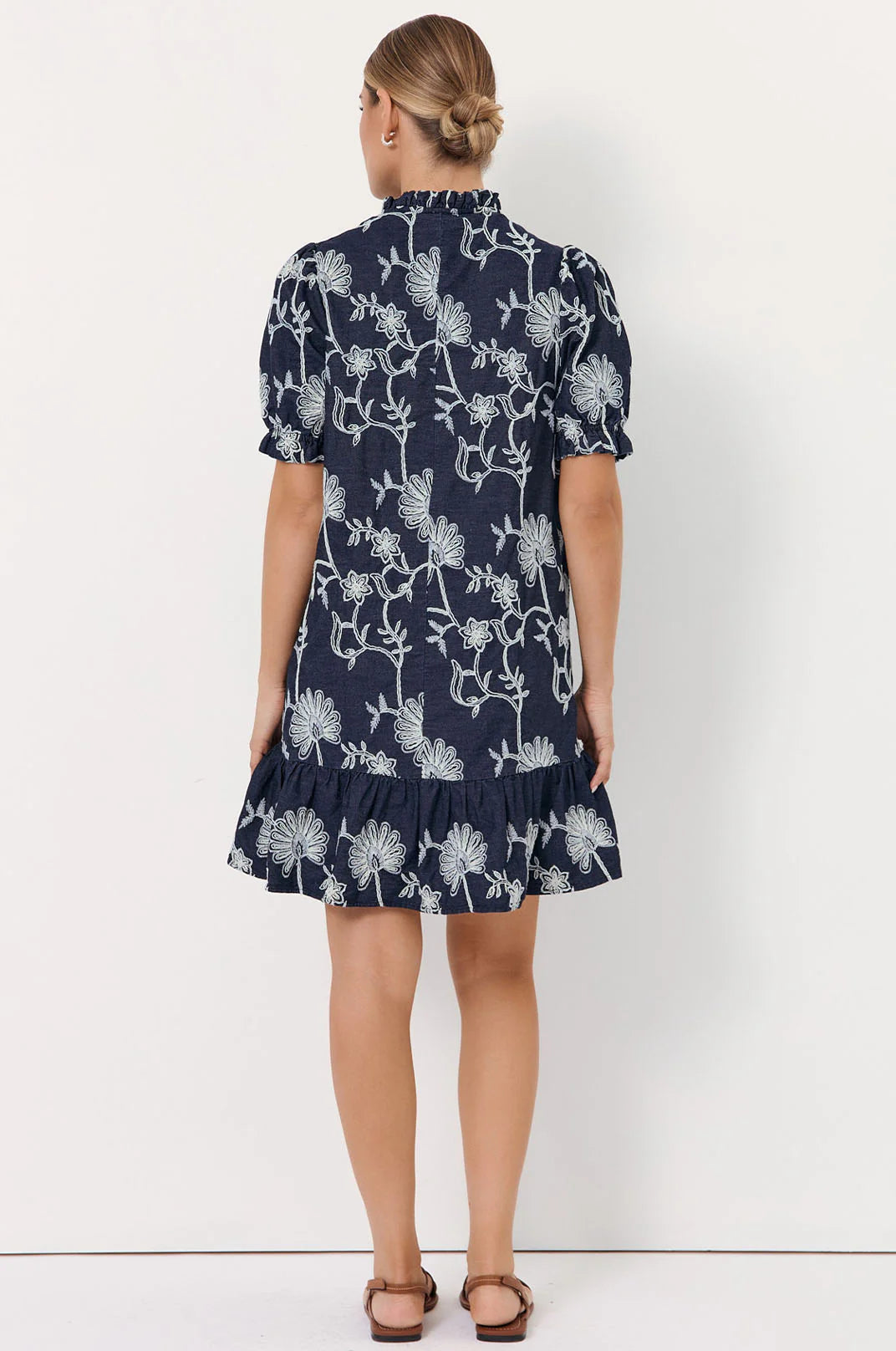 Adorne Lolita Embroidered Denim Dress