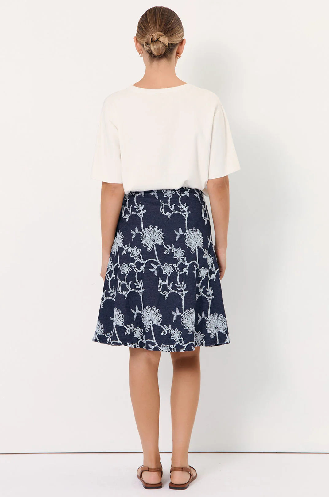 Adorne Rita Embroidered Denim Skirt