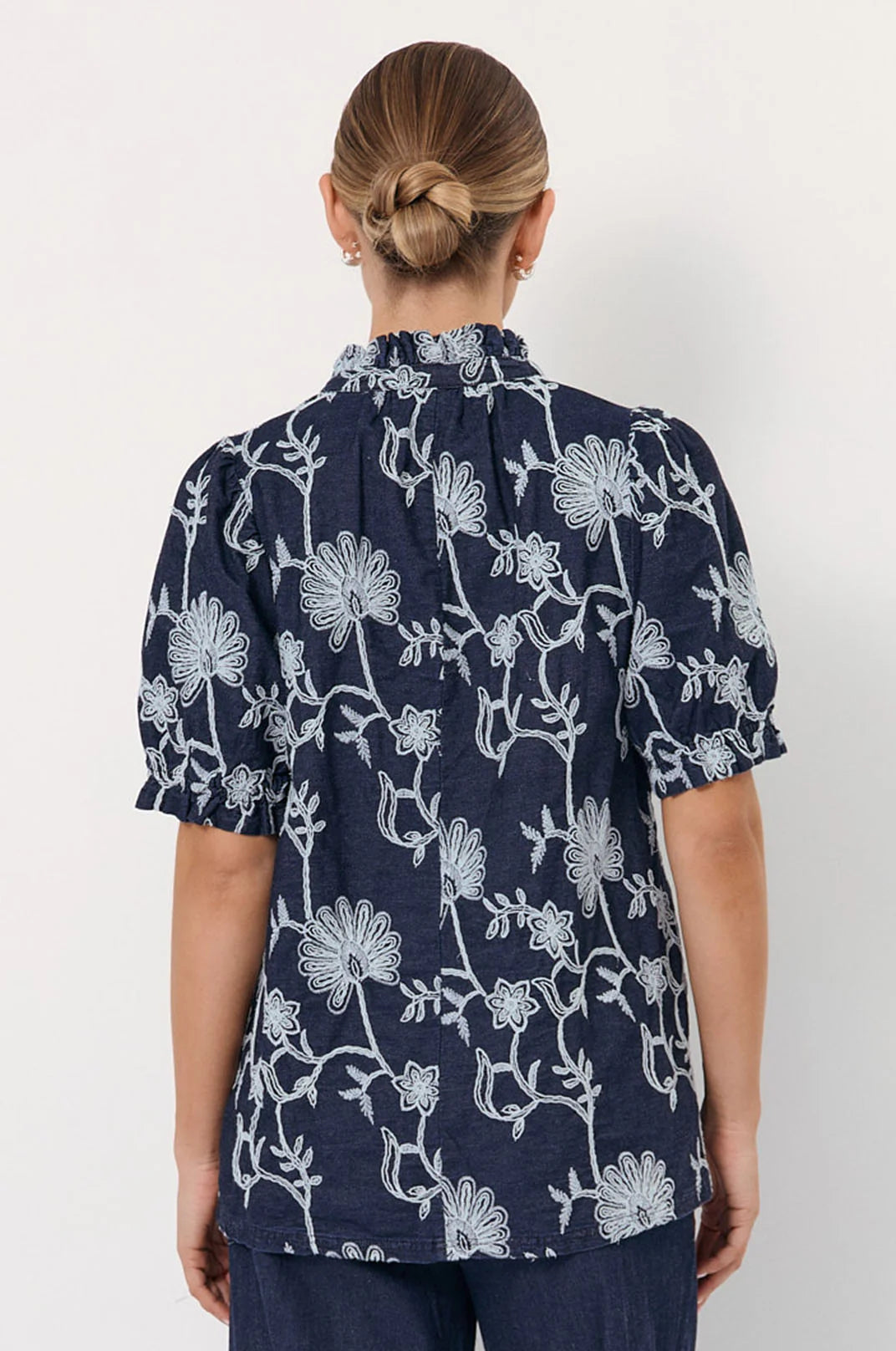 Adorne Sandra Embroidered Denim Top