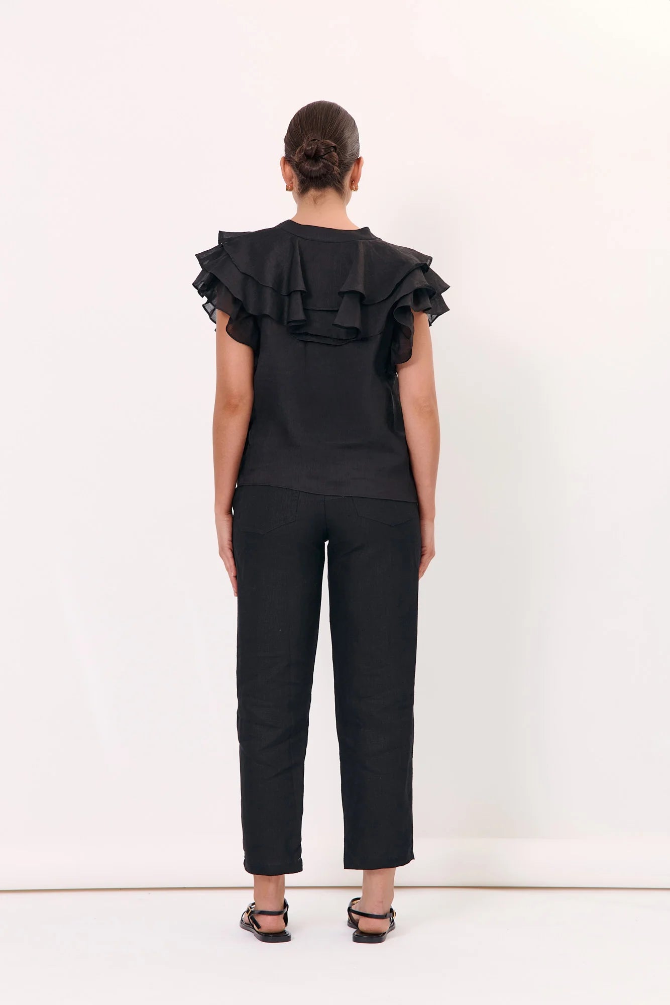 Adorne Micky Frill Top - Black