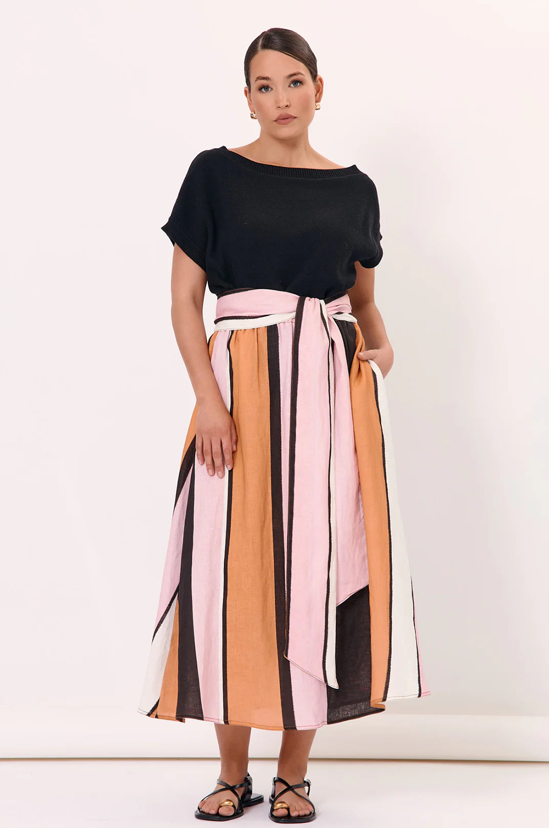 Adorne Angelina Linen Midi Skirt