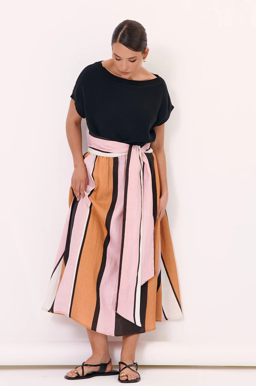 Adorne Angelina Linen Midi Skirt