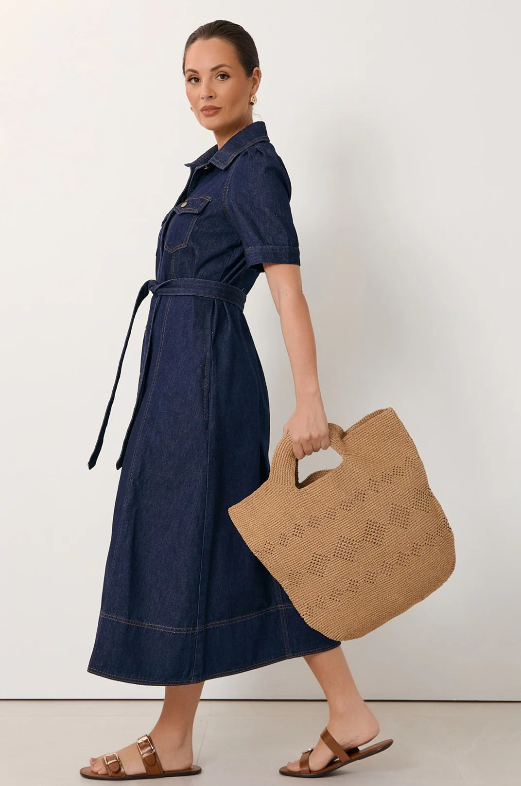 Adorne Ali Midi Denim Shirt Dress