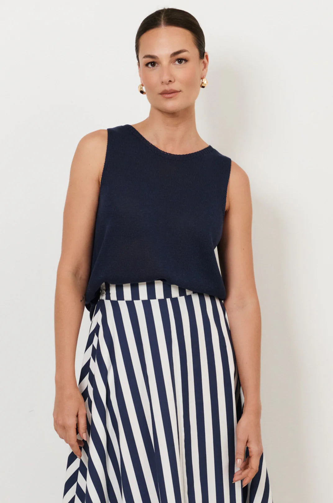 Adorne Beau Sleeveless Knit Top - Navy