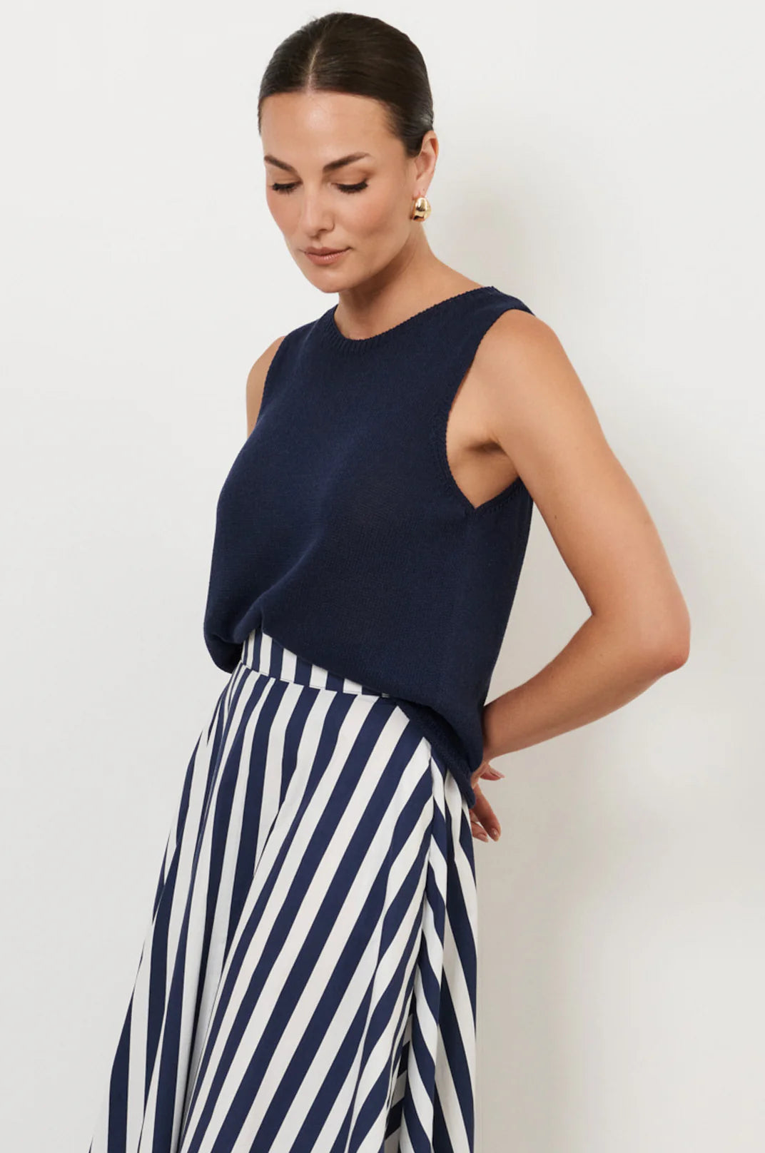 Adorne Beau Sleeveless Knit Top - Navy