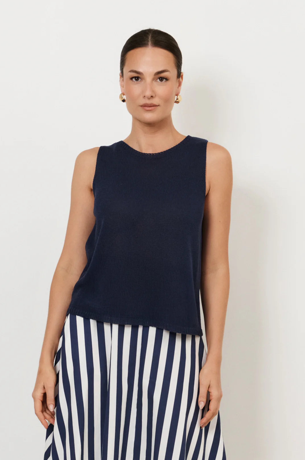 Adorne Beau Sleeveless Knit Top - Navy