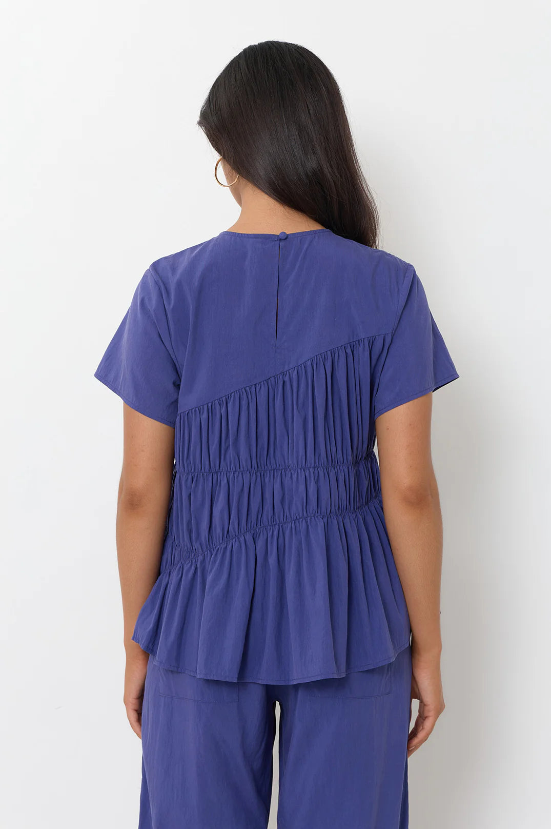 Adorne Evren Cap Sleeve Top - Blue