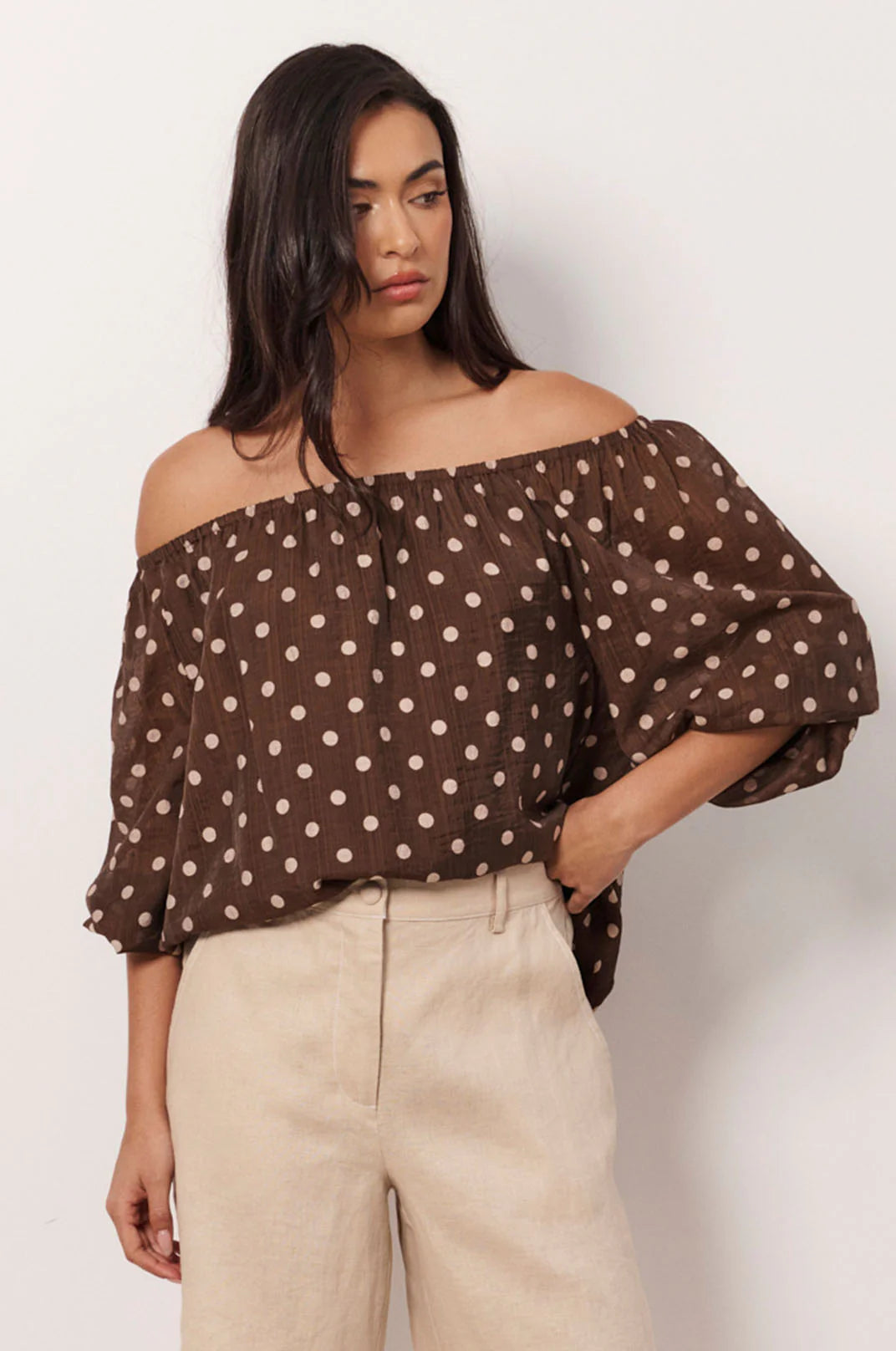 Adorne Kelsey Off/On Shoulder Top