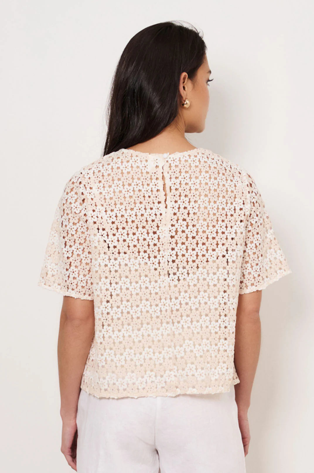 Adorne Kaia Daisy Chain A-Line Top - Natural