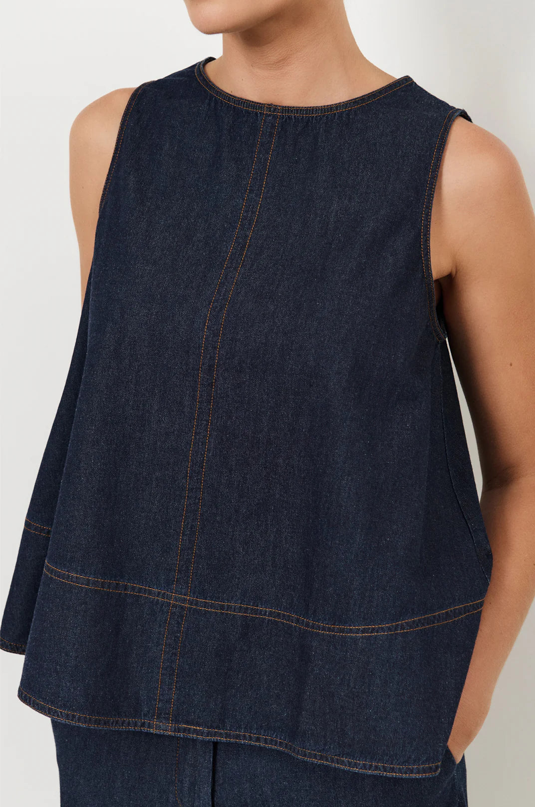 Adorne Dillon A-Line Light Weight Denim Top