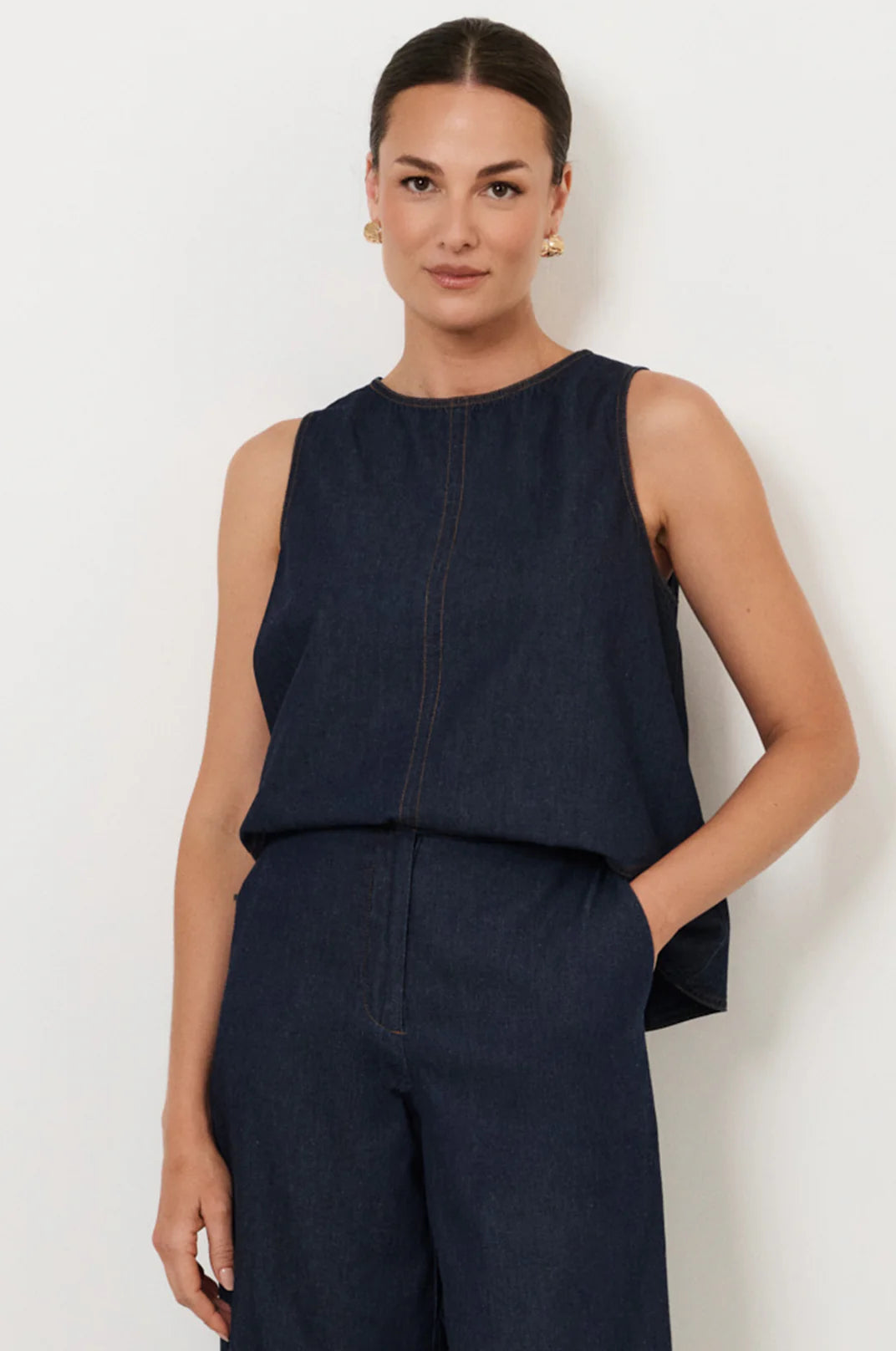 Adorne Dillon A-Line Light Weight Denim Top