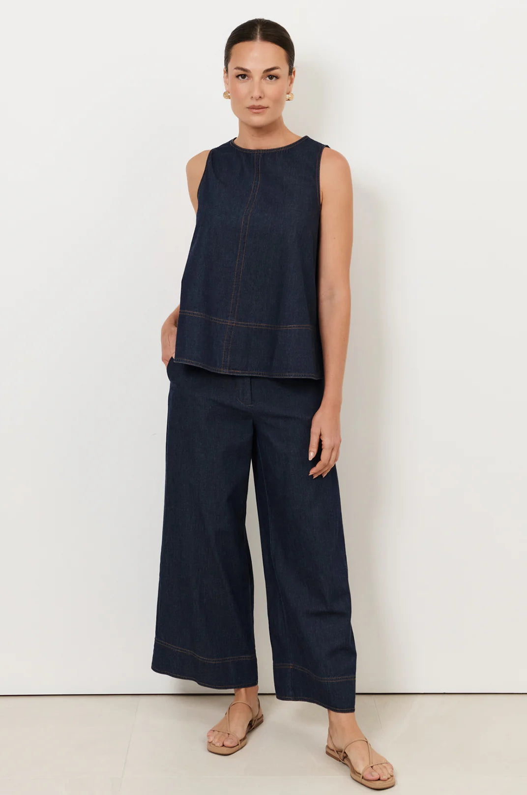 Adorne Dillon A-Line Light Weight Denim Top