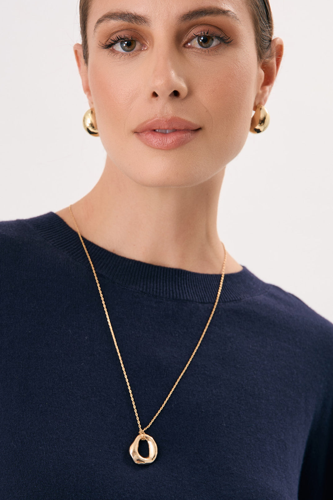 Adorne Long Ring Drop Pendant Necklace