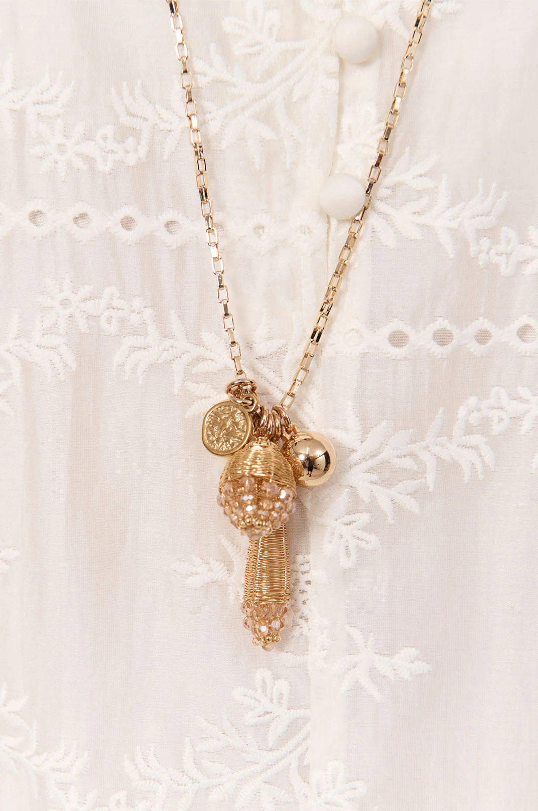 Adorne Artisan Woven Cluster Necklace - Gold