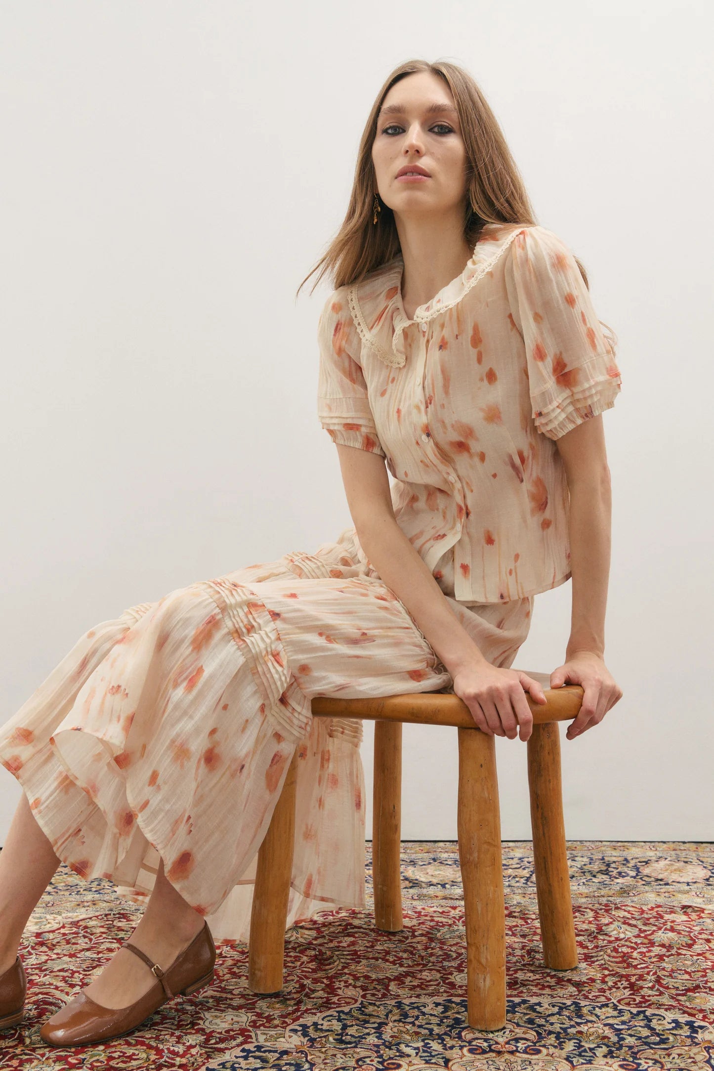 Maevarii Apricity Short Sleeve Shirt - Peaches & Cream