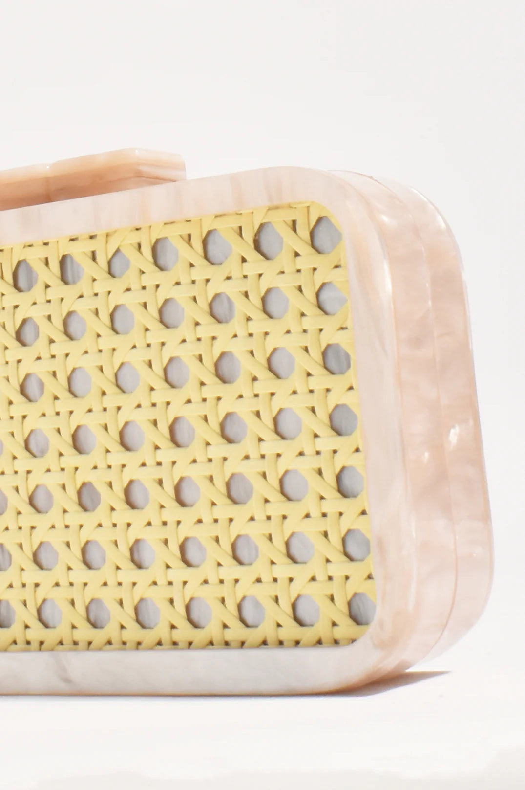Adorne Aggie Weave & Resin Structured Clutch - Natural