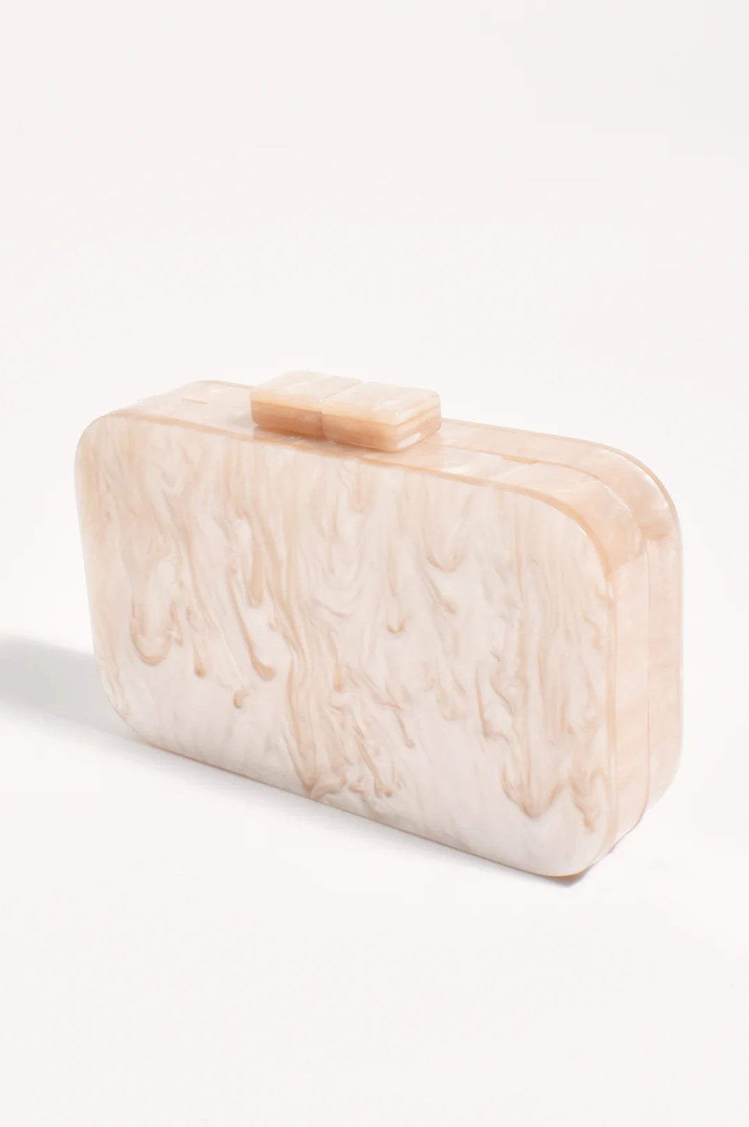 Adorne Aggie Weave & Resin Structured Clutch - Natural