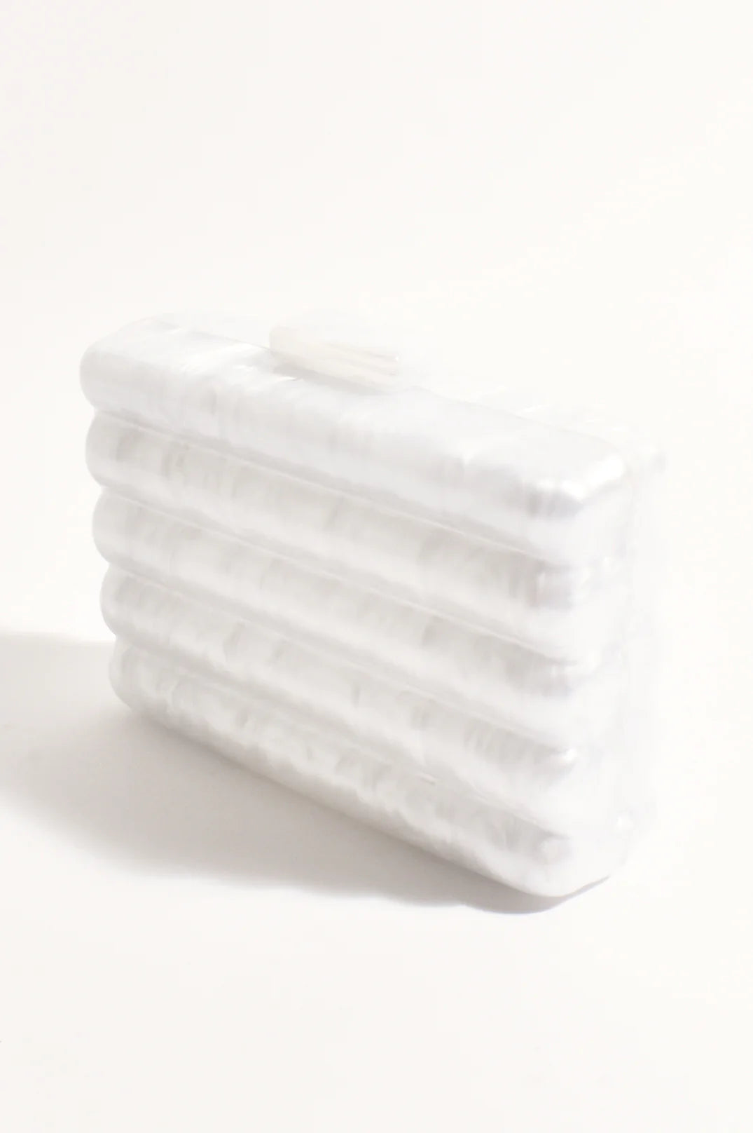 Adorne Lucette Wavy Resin Structured Clutch - Pearl