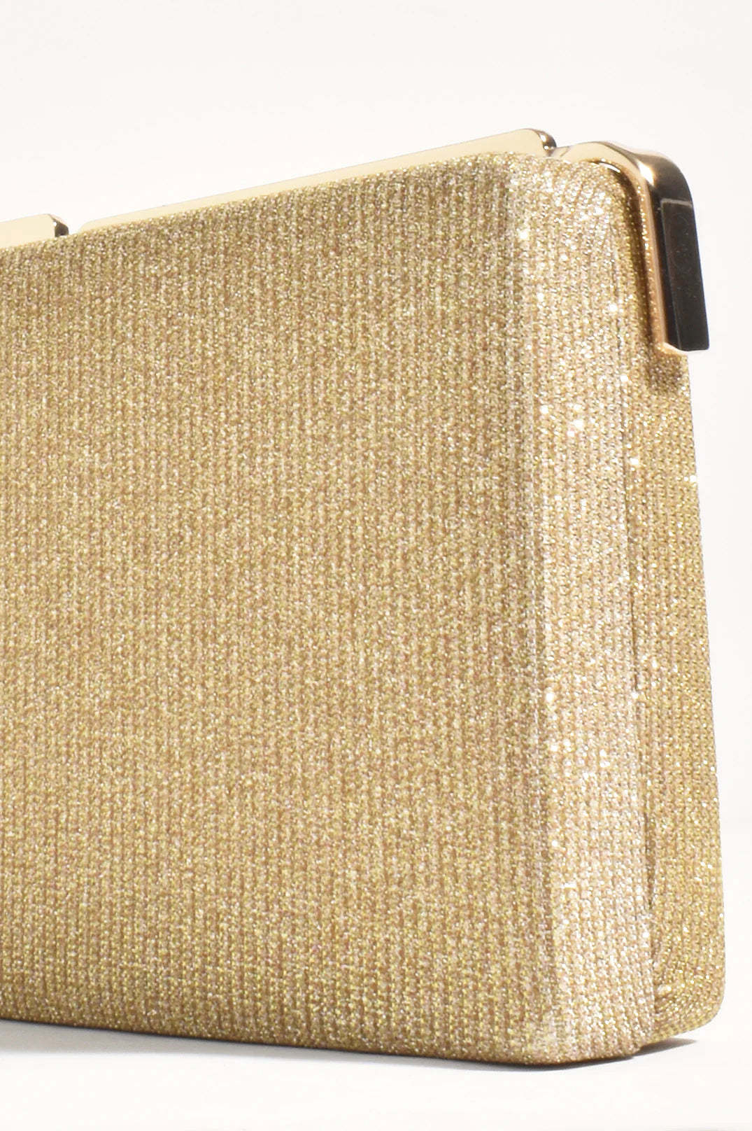 Adorne Charlene Rectangle Structured Clutch - Gold