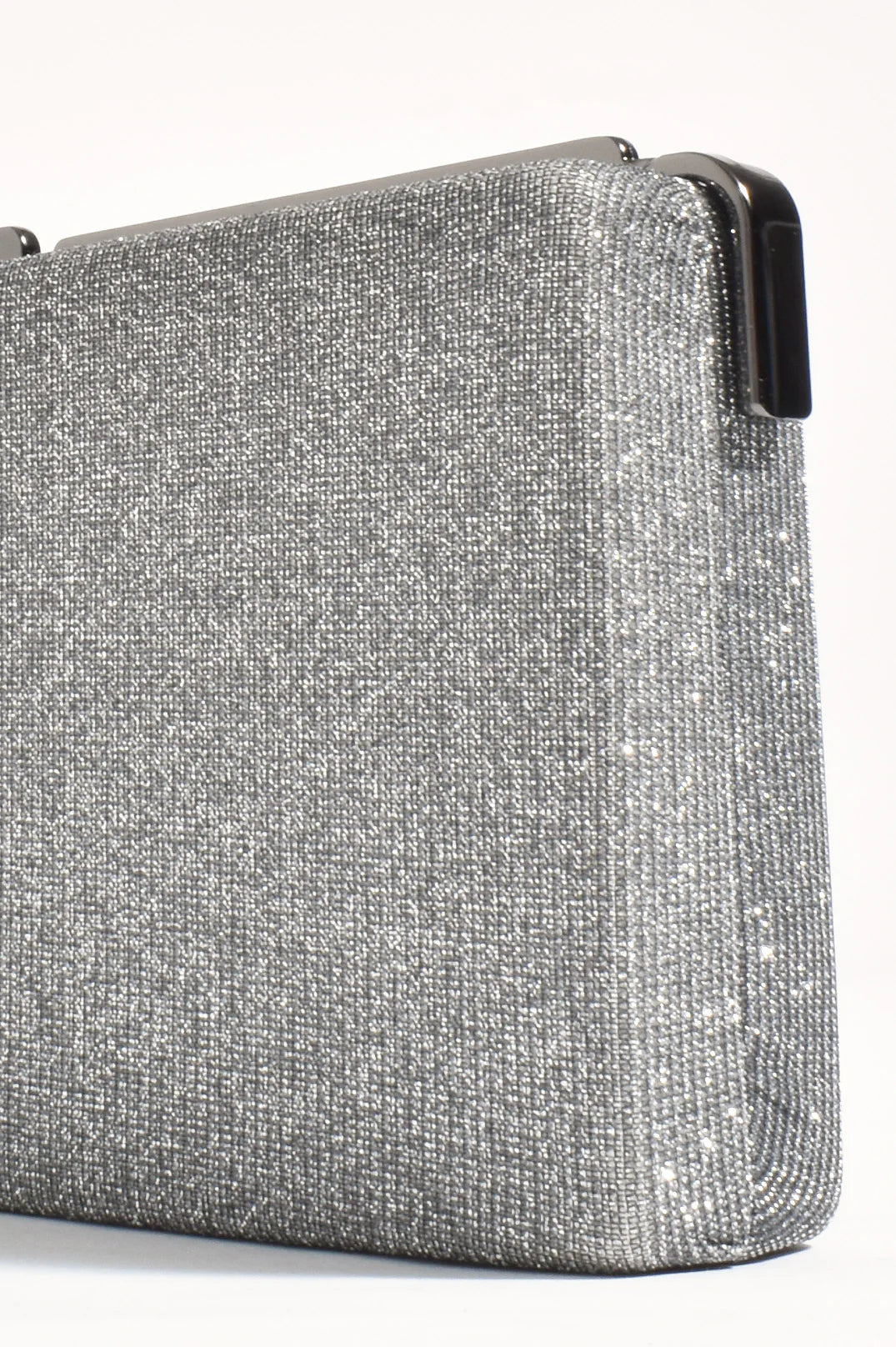 Adorne Charlene Rectangle Structured Clutch - Gunmetal