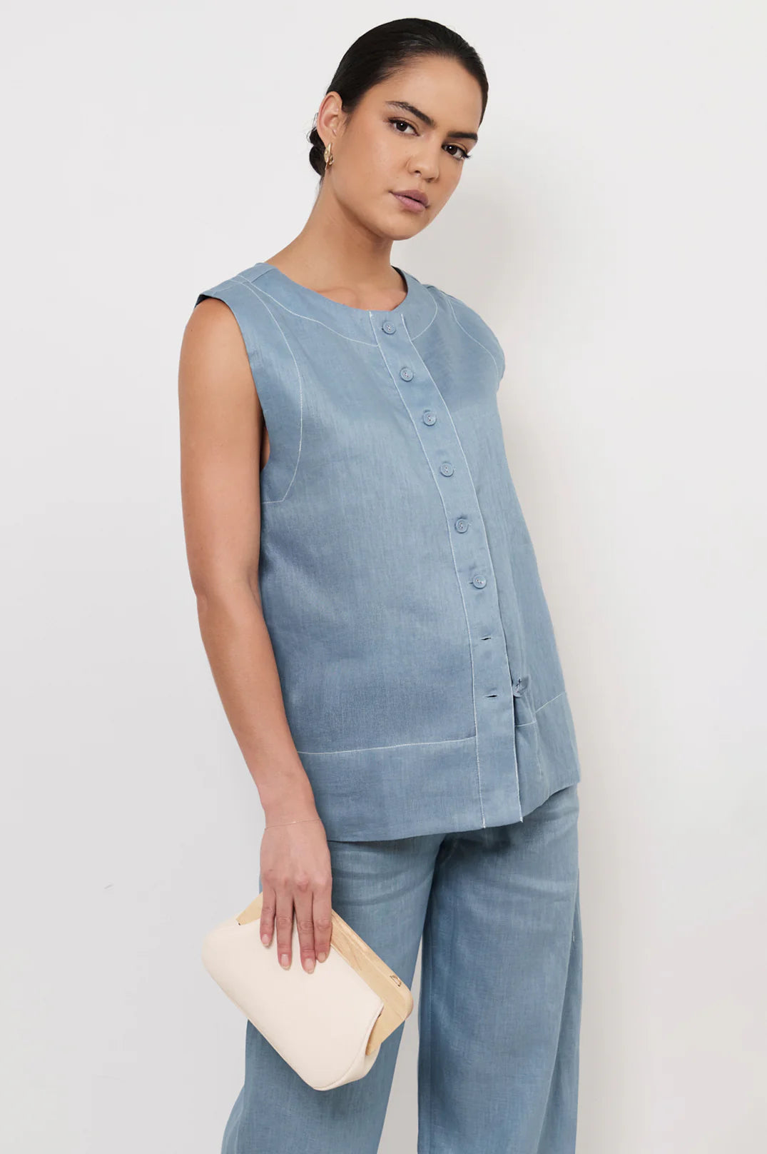 Adorne Kimmi Timber Frame Clutch - Off White