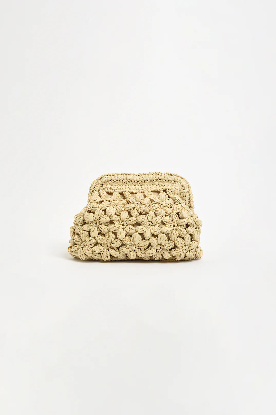 Adorne Flower Paper Weave Clutch - Natural