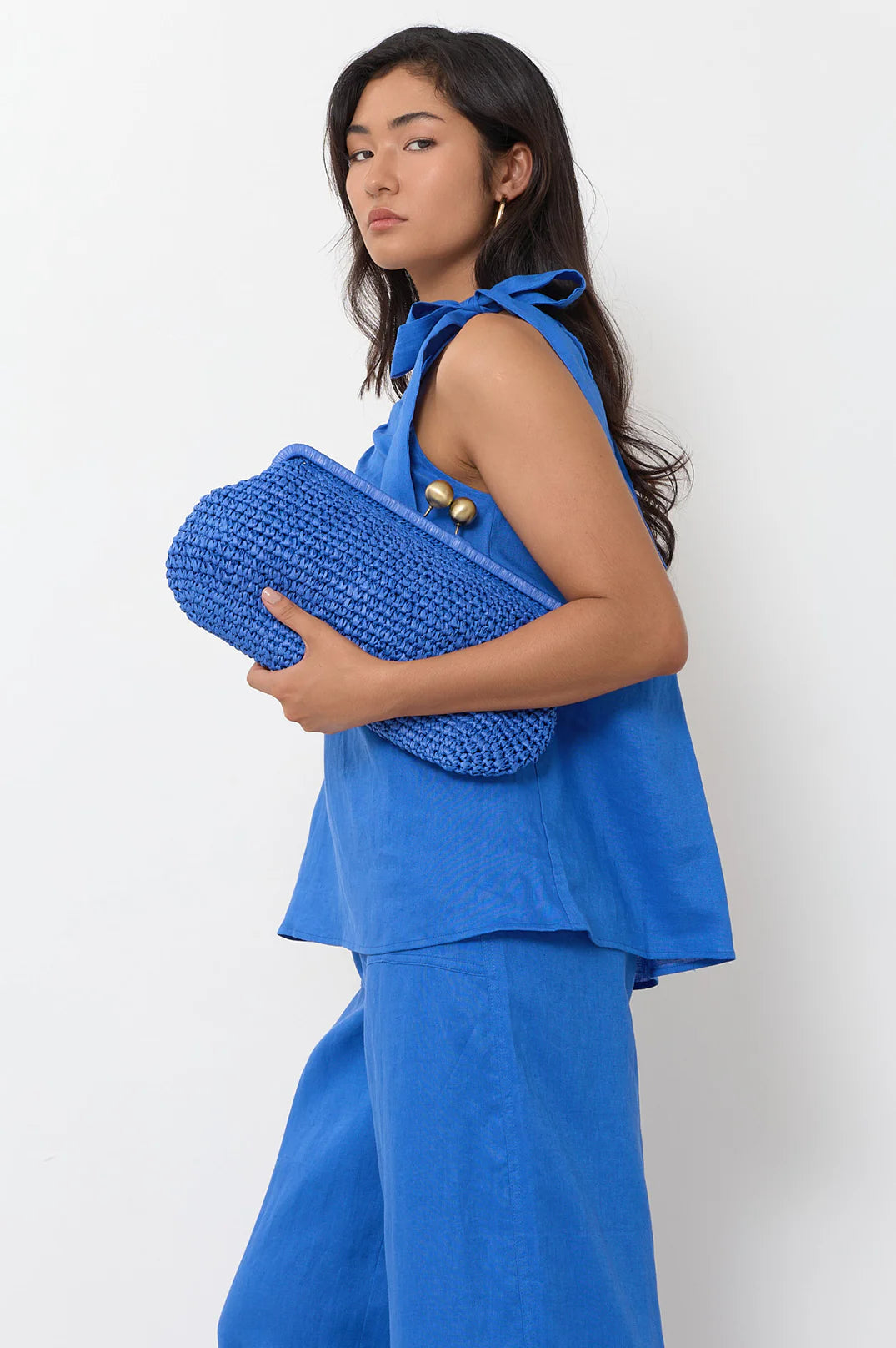Adorne Clip Top Elongated Clutch - Cobalt