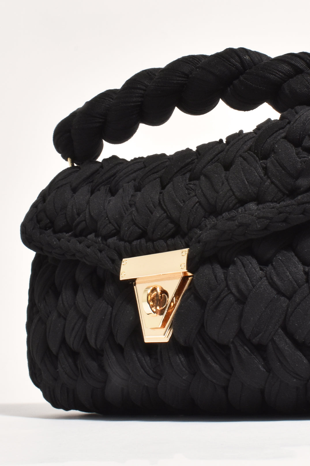 Adorne Annabel Plaited Handbag - Black